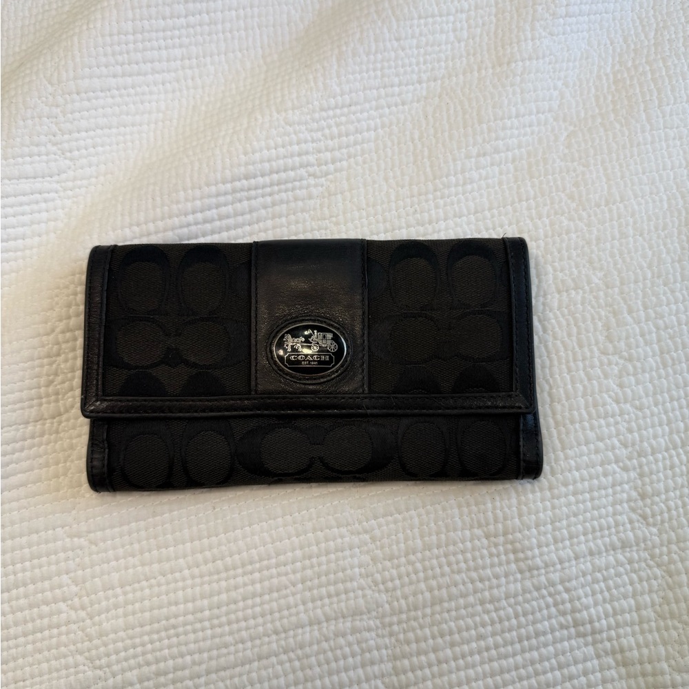 Coach Black Signature Continental Card Wallet